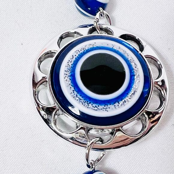 Wall Charm Evil Eye Sage Den Keychain Blue Silver Tone New - Picture 3 of 4